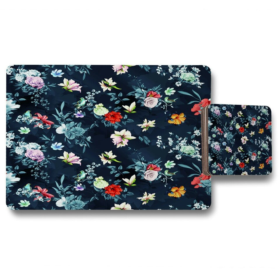 Roses & Other Bright Flowers (Placemat & Coaster Set)
