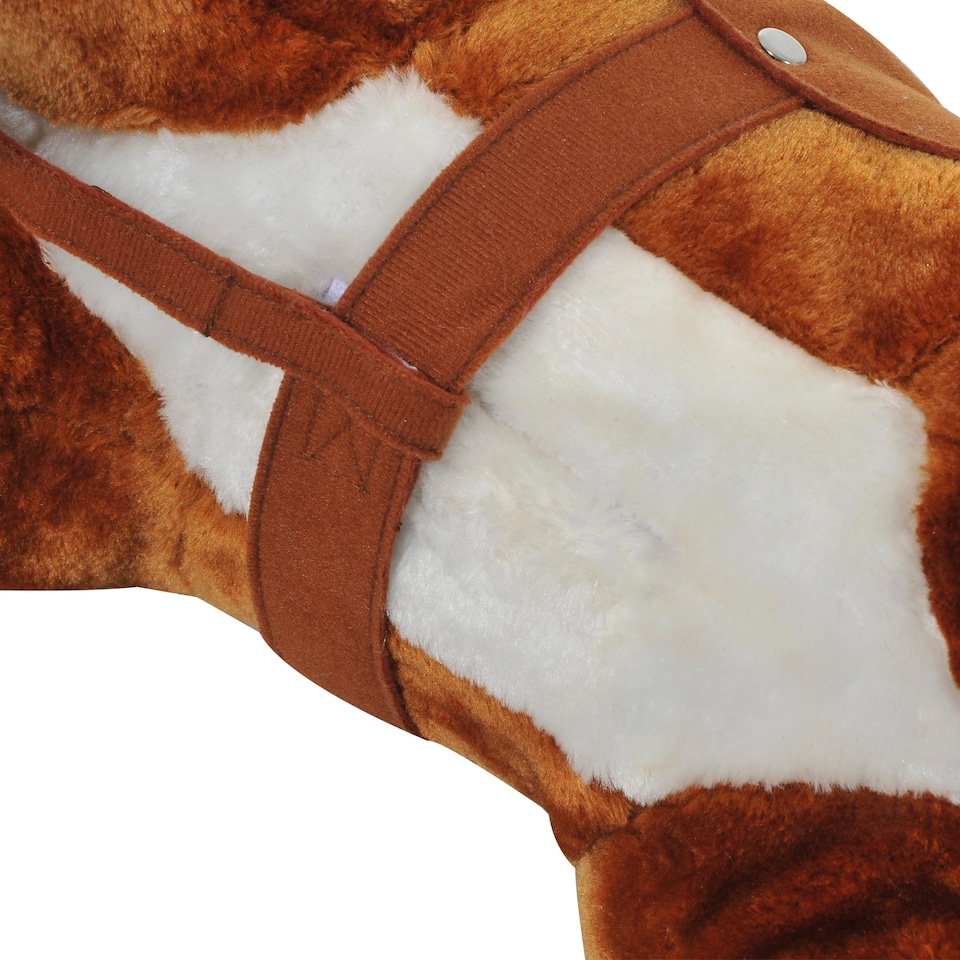 image 1 of HOMCOM Rocking Horse Kids Ride on Walking Horse Animal Pony Wheeled Riding Plush Toy withSound for 2 Years and Up (Brown)