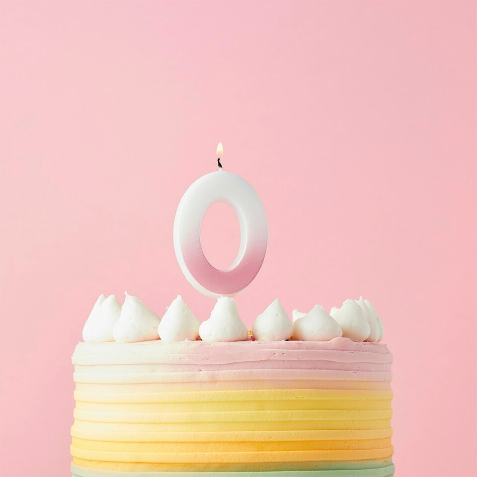 image 1 of Pink Ombre Number '0' Celebration Candle