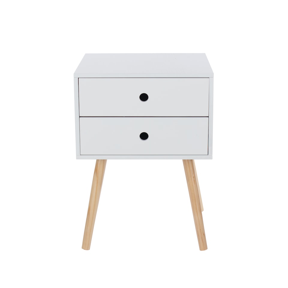 image 1 of Options Scandia 2 Drawer Nightstand - Stylish Two Tone Bedside Table for Small Spaces | White | White | One Size | 1