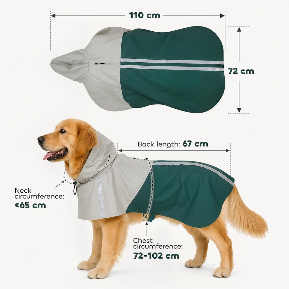 image 1 of PawHut Dog Raincoat with Hood, Dog Rain Jacket, for Large Dogs, L