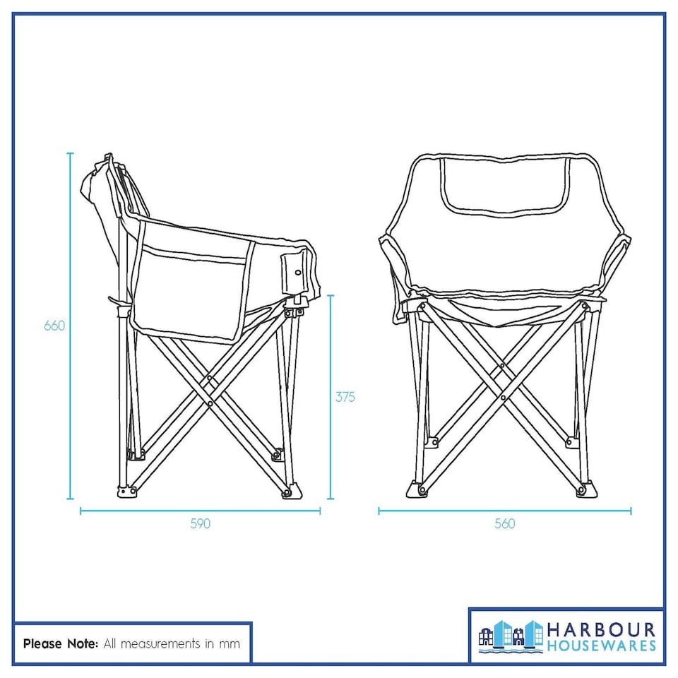 image 1 of Harbour Housewares Premium Folding Camping Chairs with Pockets & Carry Bag - Green - Pack of 2 | Green | Green