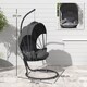 image 3 of Outsunny Hanging Egg Chair with Cushion and Retractable Canopy, Swing Hammock Chair with Adjustable Metal Stand, for Indoor and Outdoor, Grey