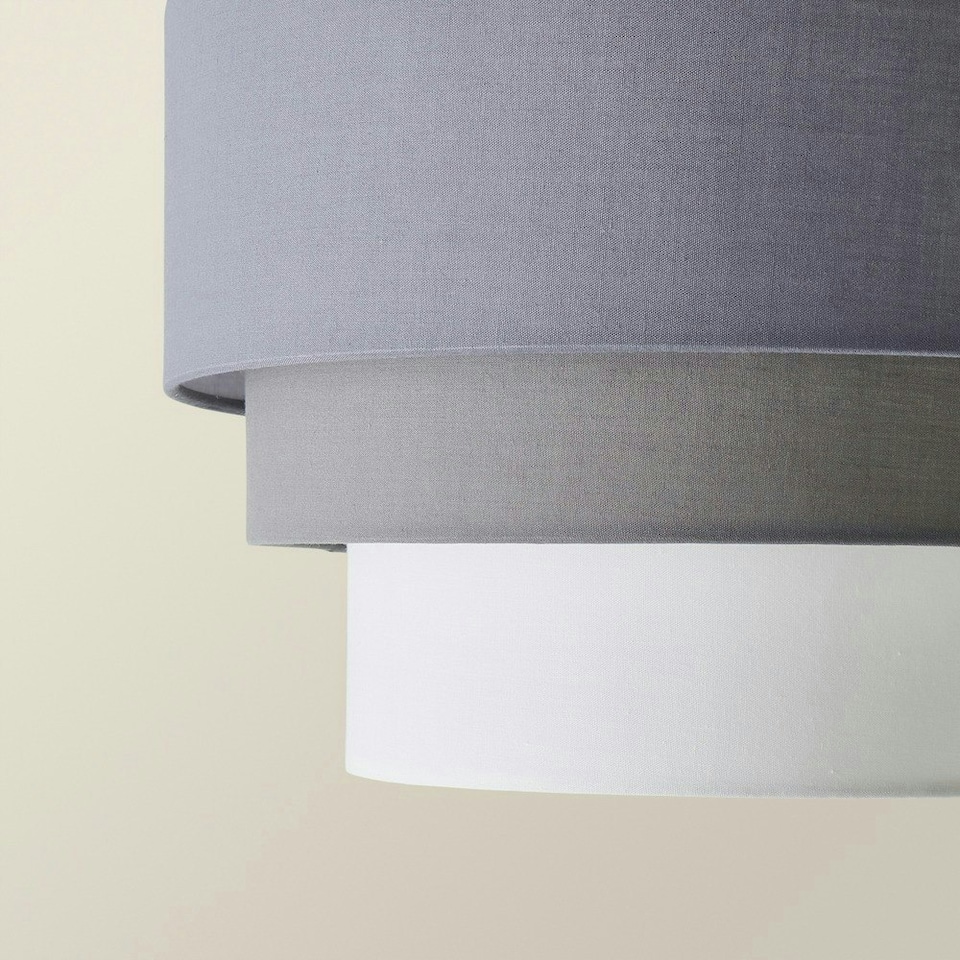 image 1 of ValueLights Aztec 3 Tier Grey Fabric Ceiling Light Shade