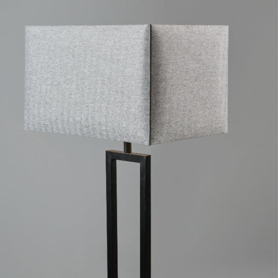 image 1 of Walsten Black Floor Lamp with Grey Shade