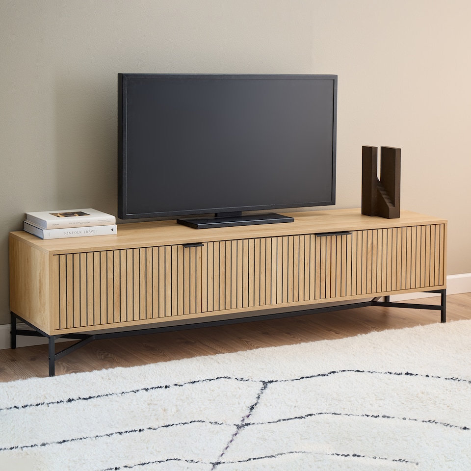 image 1 of Jaipur TV Unit With 3 Doors 176cm Wide in Oak | Brown | Oak | One Size | 1