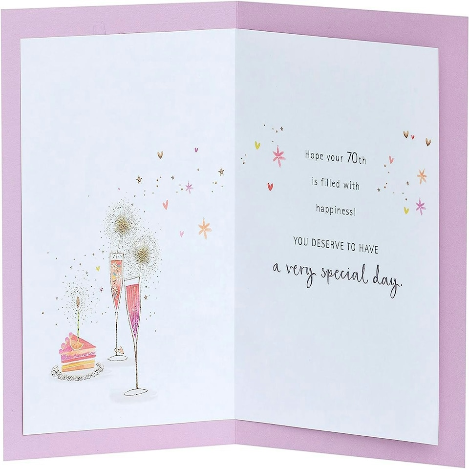 image 1 of Pink Celebration Gold Design 70th Birthday Card