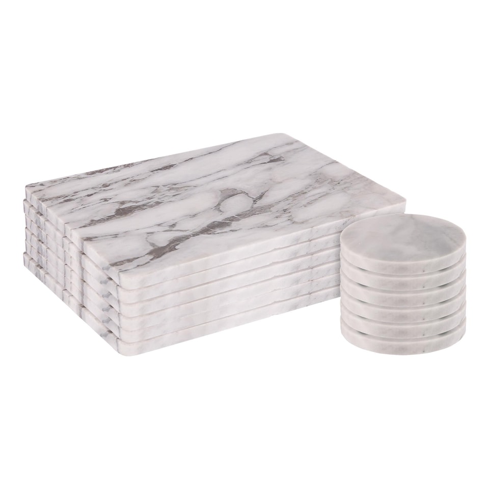 image 1 of Argon Tableware 12pc Marble Placemats & Round Coasters Set - White | White | White