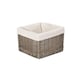 image 5 of Medium Square Antique Wash Lined Storage Basket | White | White | L