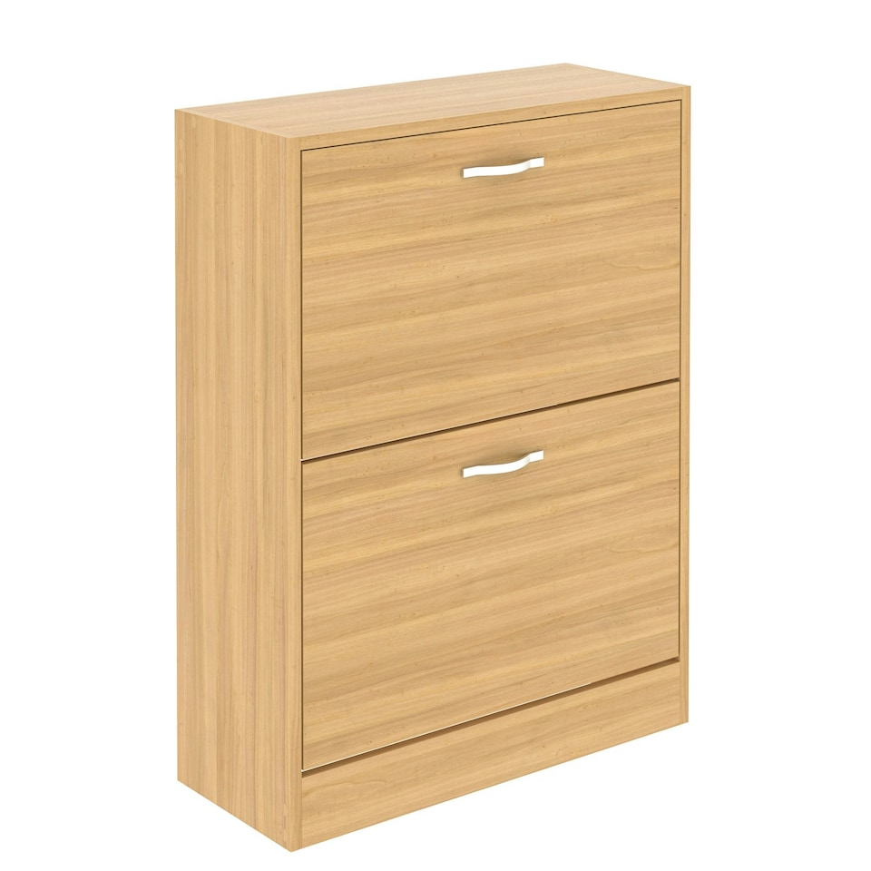 image 1 of Vida Designs 2 Drawer Shoe Cabinet Shoe Rack Storage Cupboard, Pine