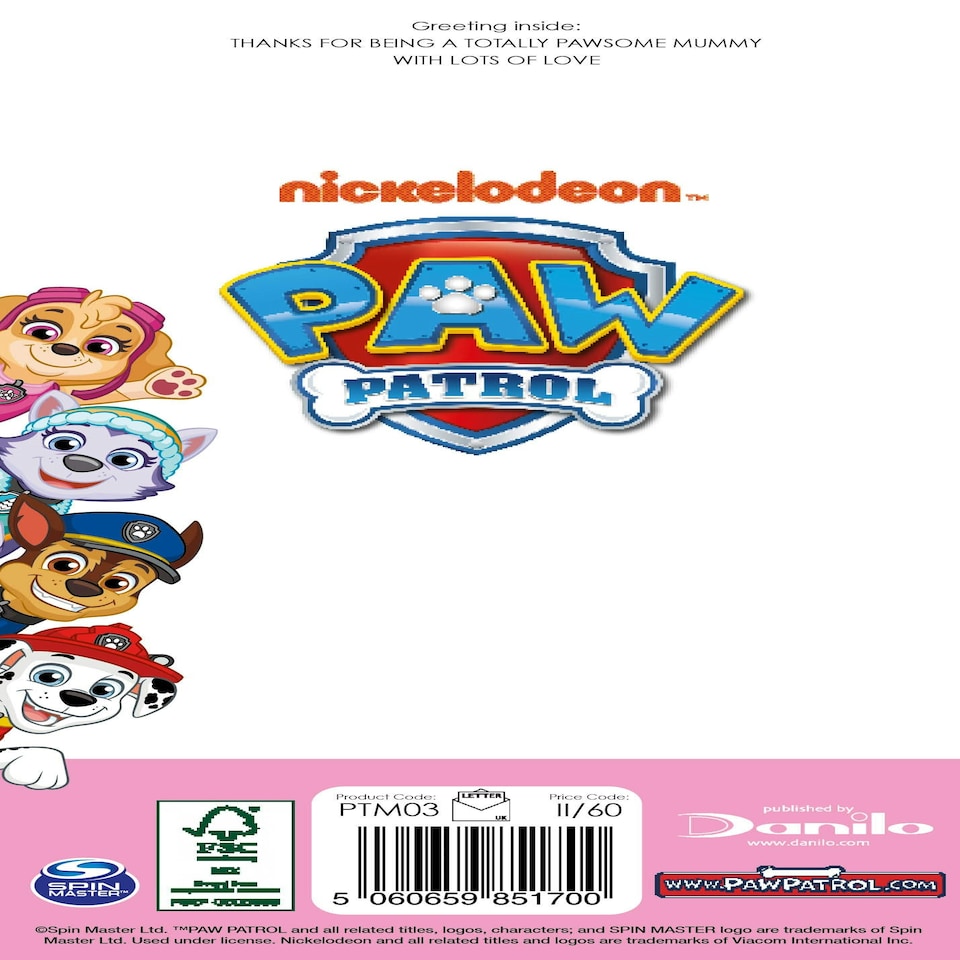 image 1 of Paw Patrol Mother's Day Card 'From Your Son'
