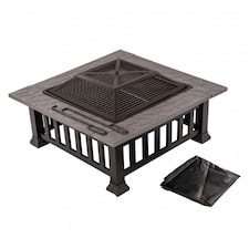 Oypla Firepit Table Brazier Outdoor Garden Patio Heater BBQ Barbecue Grill with Cover