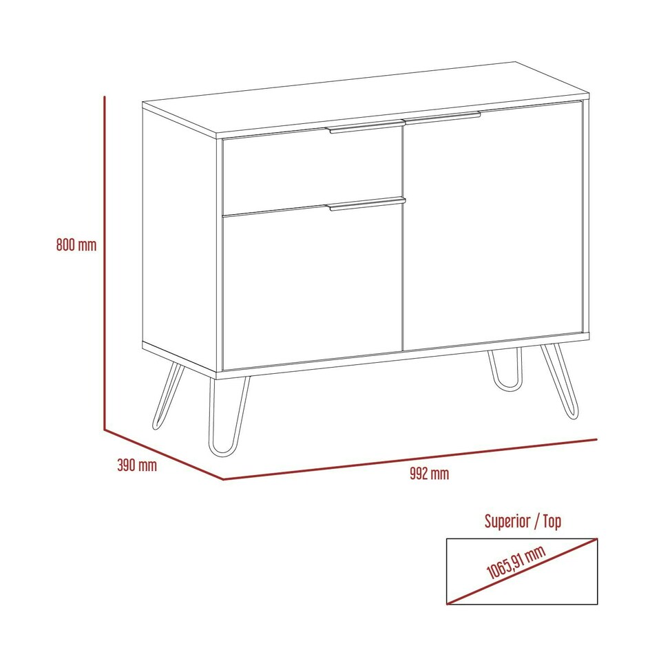 image 1 of Vegas, Small Sideboard With 2 Doors And Drawer Brown