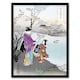 image 1 of Woman Admiring Plum Blossom Vintage Japan Framed Wall Art Print Gekko 12x16"