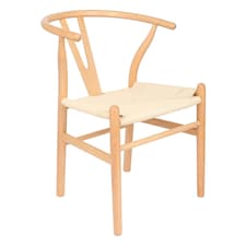 Nicholas Winter Beech Wooden Scandi Danish Style Dining Chair - Natural - Solid Wood Chair Armchair Dining Chair Club Chair Side Chair Cream