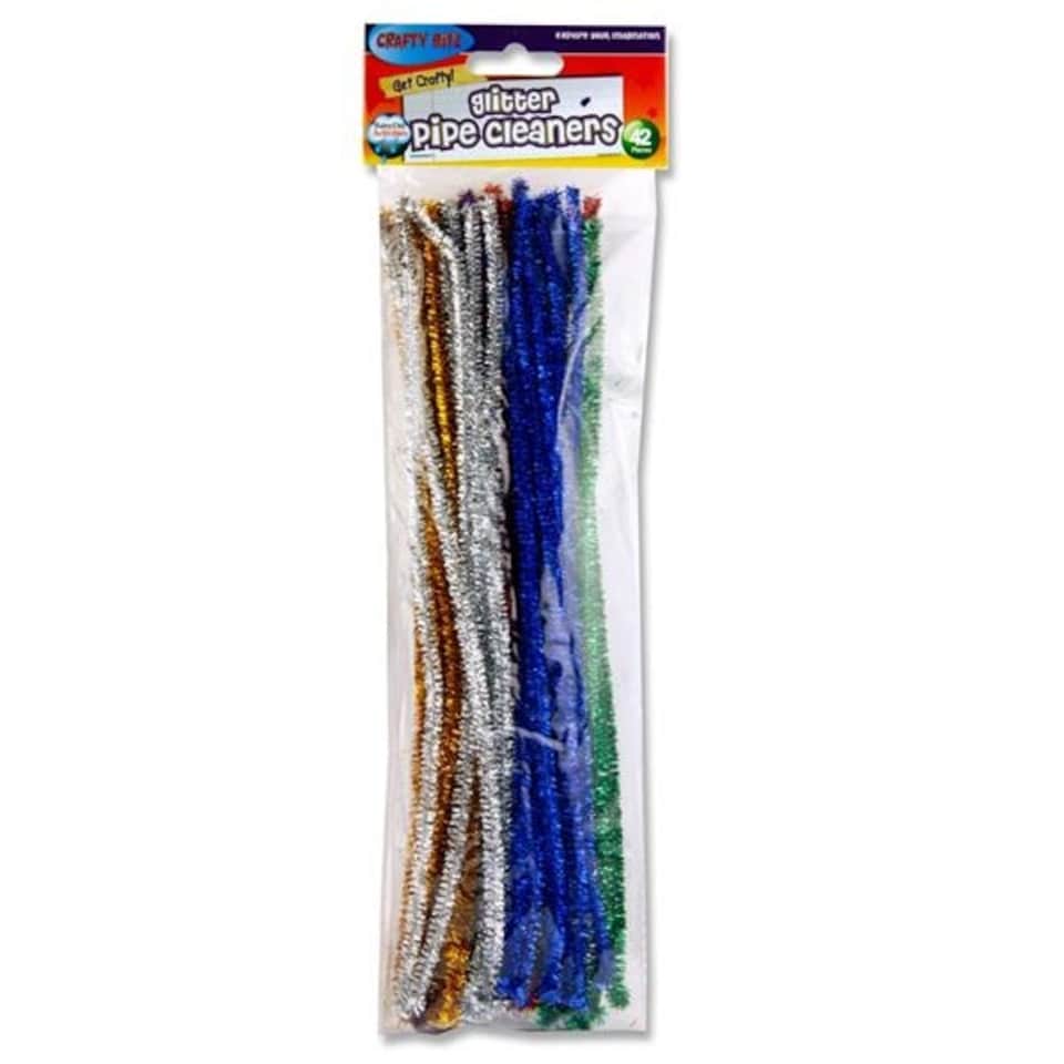 image 1 of Pack of 42 Glitter Chenille Pipe Cleaners by Crafty Bitz