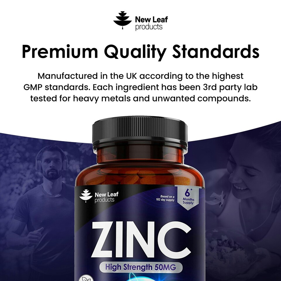 image 1 of Zinc Tablets 50mg 365 Vegan Zinc Supplements High Strength