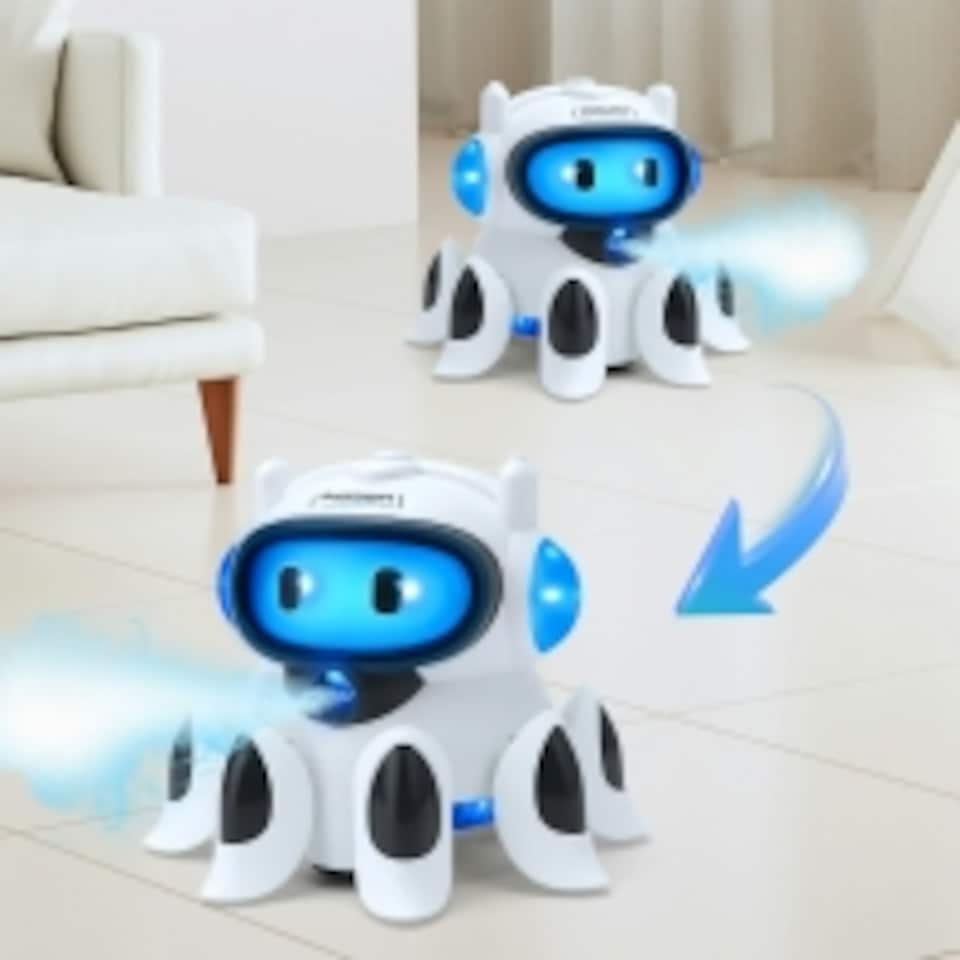 image 1 of Children’s Mechanical Octopus Toy – Universal Wheel Crawling Training Toy with Omnidirectional Lights, Sounds, Spray & Movement