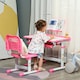image 2 of HOMCOM Kids Desk and Chair Set, Height Adjustable Study Desk with USB Lamp | Pink