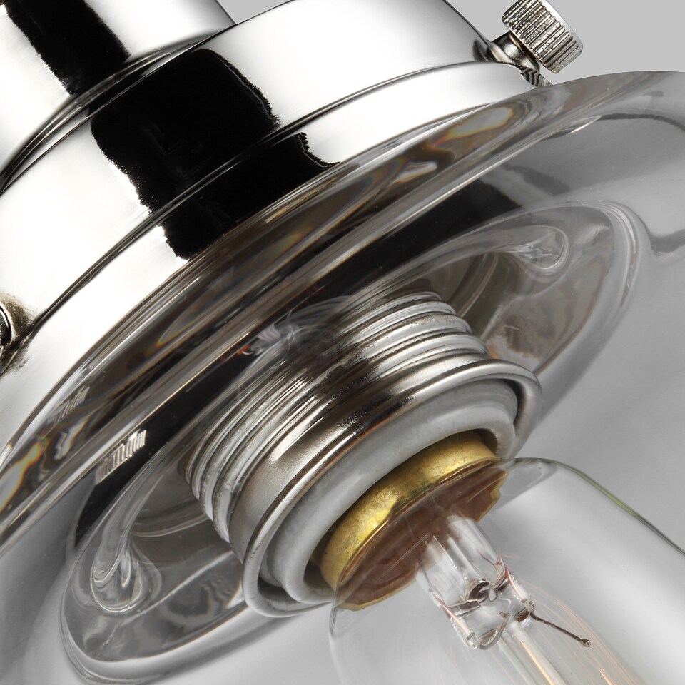 image 1 of Baskin 1 Light Dome Ceiling Pendant Polished Nickel, E27