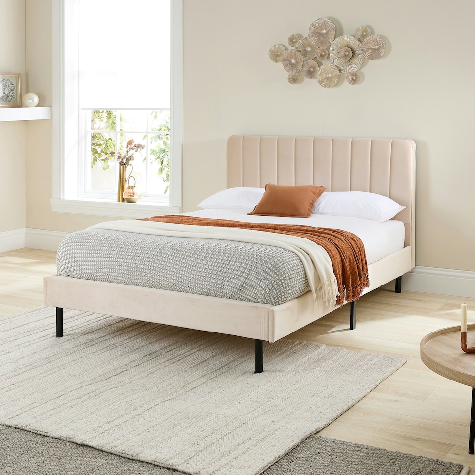 image 1 of Rosella Upholstered Bed in Cream, Single
