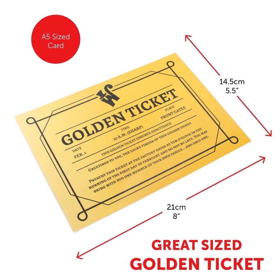image 1 of Greedy Golden Ticket Winner Costume, Facepaint, Wig, Belly & Ticket Red | XL