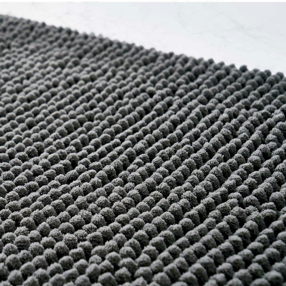 image 1 of OHS Soft Microfibre Non-Slip Absorbent Noodle Bobble Chenille Bath Mat, 75x45cm - Charcoal