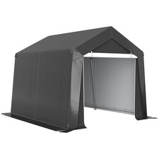Outsunny 3 x 3m Garden Storage Tent, Portable Shed with Heavy Duty Galvanised Steel Frame, Ventilation Window, Rollup Zipper Door, for Bike, Motorbike, Garden Tools, Dark Grey