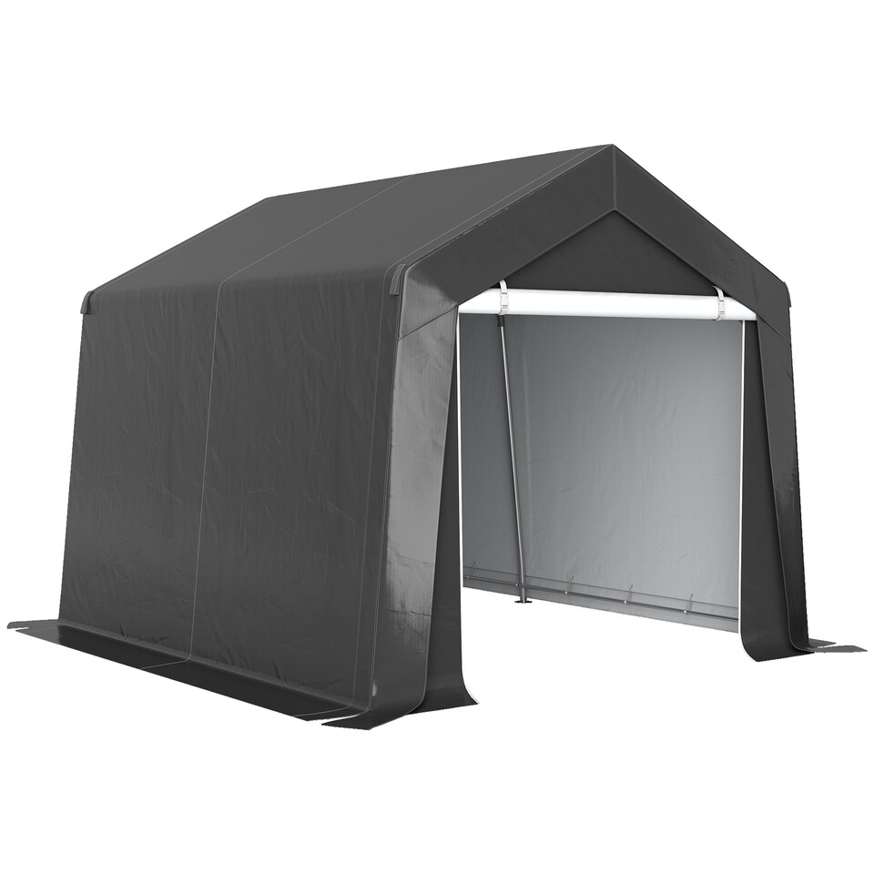 image 1 of Outsunny 3 x 3m Garden Storage Tent, Portable Shed with Heavy Duty Galvanised Steel Frame, Ventilation Window, Rollup Zipper Door, for Bike, Motorbike, Garden Tools, Dark Grey