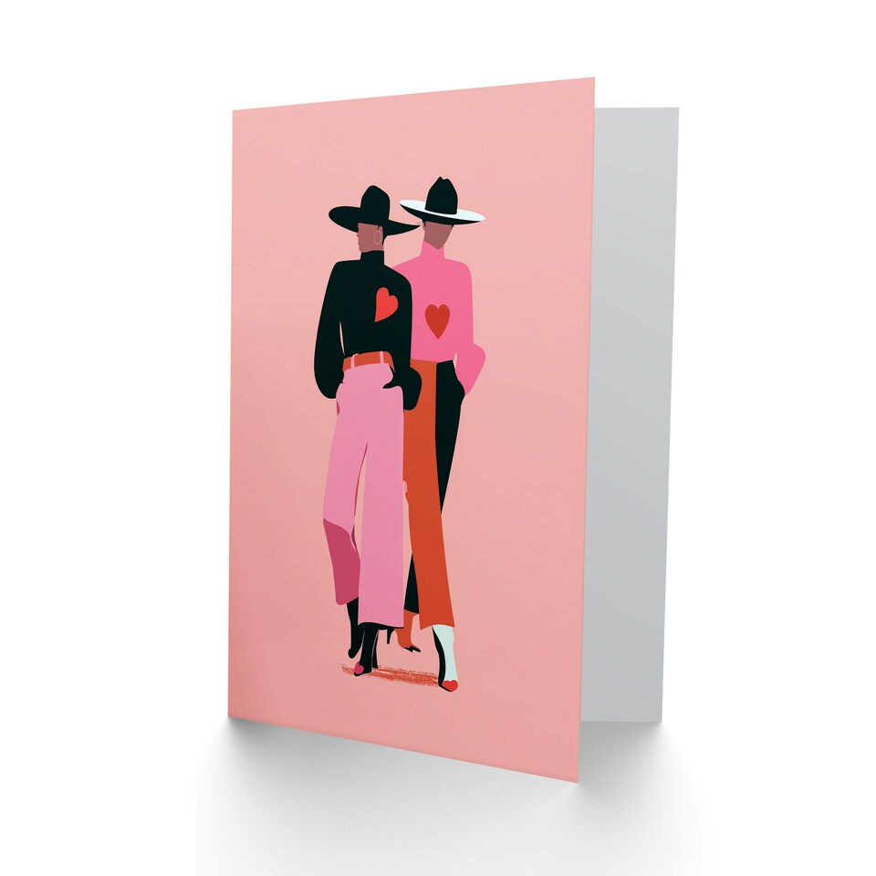 image 1 of Fashionista Cowgirls Modern Graphic Illustration Valentine's Day Card