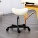image 8 of HOMCOM Saddle Stool Adjustable Rolling Salon Chair for Massage Spa Beauty White