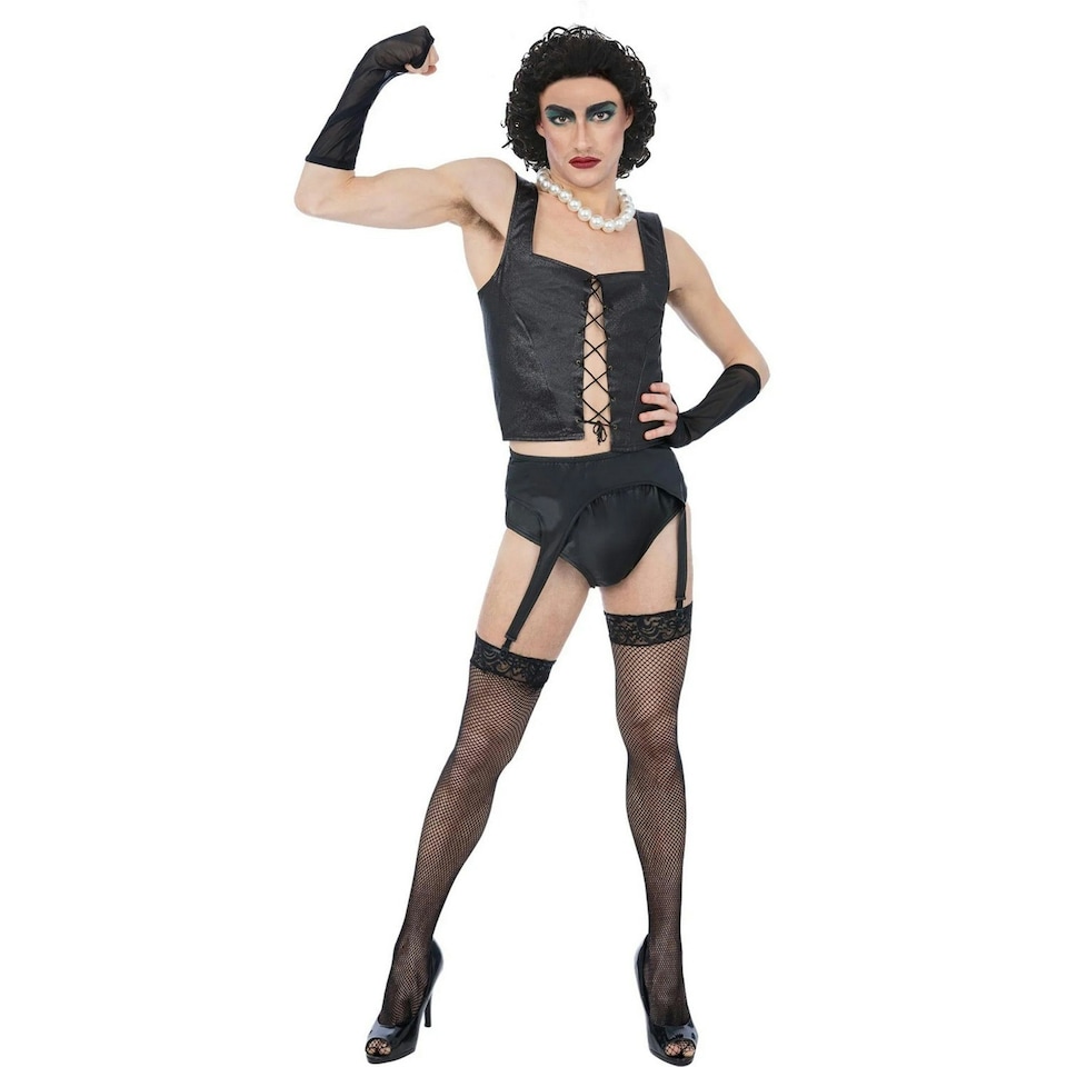 image 1 of The Rocky Horror Picture Show Mens Frank-N-Furter Costume Set - Black - XL | Multi | XL