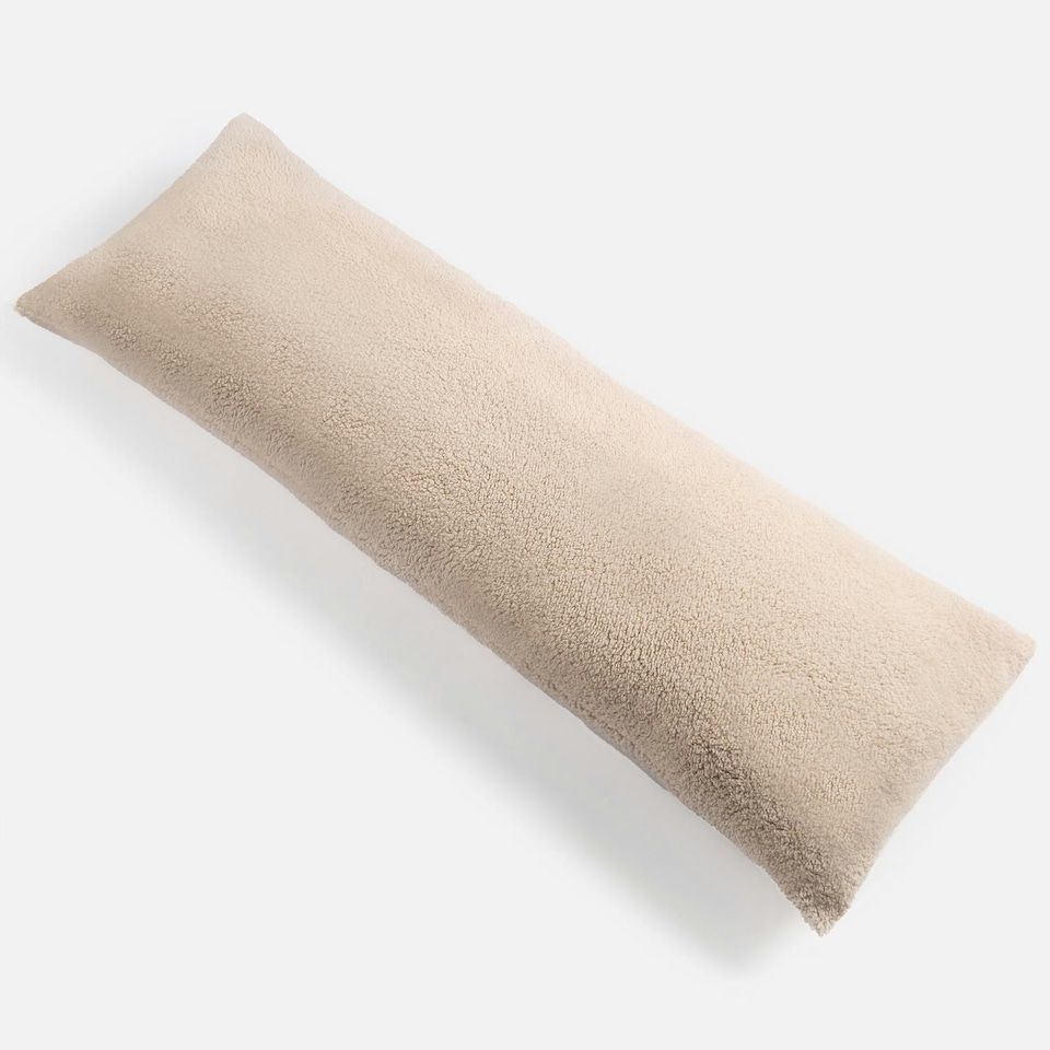 image 1 of OHS Teddy Fleece Long Bolster Pregnancy Body Support Cushion, 40x137cm - Natural