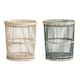 image 2 of Ezell  Rattan and Bamboo Grey Washed Waste Paper Bin