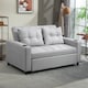 image 2 of HOMCOM 2 Seater Sofa Bed, Linen Click Clack Sleeper Sofa with Pull Out Design, 2 Pillows, Cup Holders, Side Pockets, Convertible Loveseat Bed Settee for Living Room, 157x190cm, Light Grey | Grey
