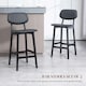 image 4 of HOMCOM Breakfast Bar stools Set of 2 with PU Leather Cover, Wood Legs