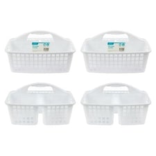 Ashley Plastic Stackable Storage Caddies - 32cm x 23cm x 18.5cm - White - Pack of 4