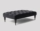 image 2 of Alyana 120cm Rectangle Ottoman Bench with Wooden Legs- Black Plush Velvet Chesterfield Upholstered Footstool