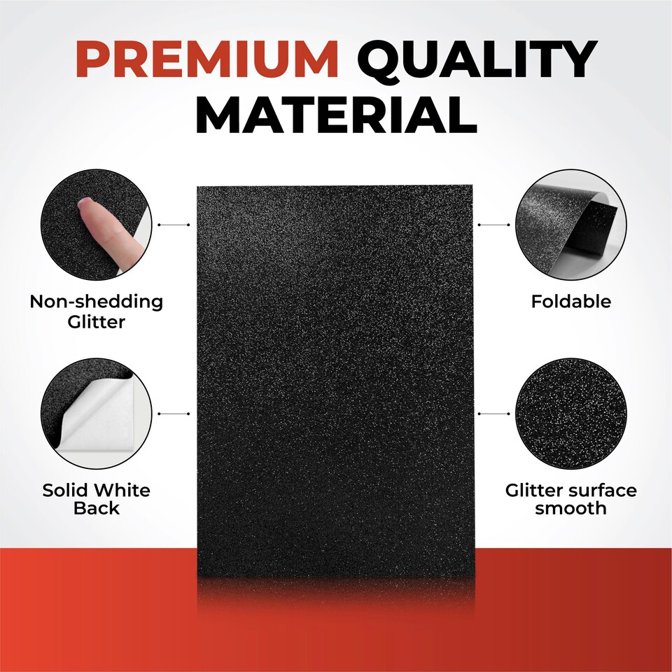 image 1 of Pack of 10 A4 Coloured Glitter Card 230gsm Sheets | Black | Black | A4 | 1