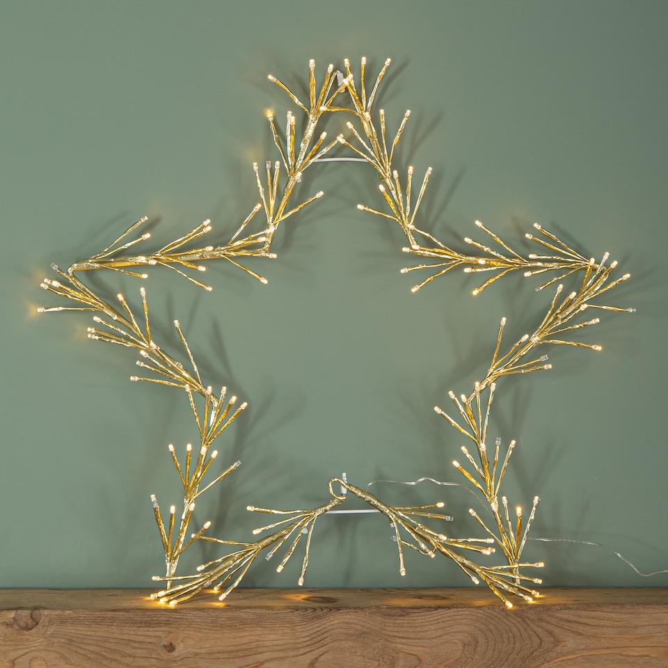image 1 of 60cm Gold Christmas Star 150 Warm White LED Indoor/Outdoor Christmas Decorations