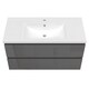image 6 of AICA 1000mm Wall-Hung Gloss Anthracite Bathroom Vanity Unit With Integrated Sink,2 Soft-Close Drawers for Storage