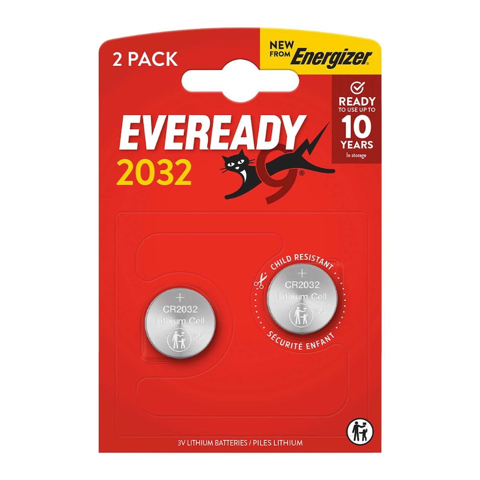 Eveready CR2032 Lithium Coin Batteries - Pack of 2