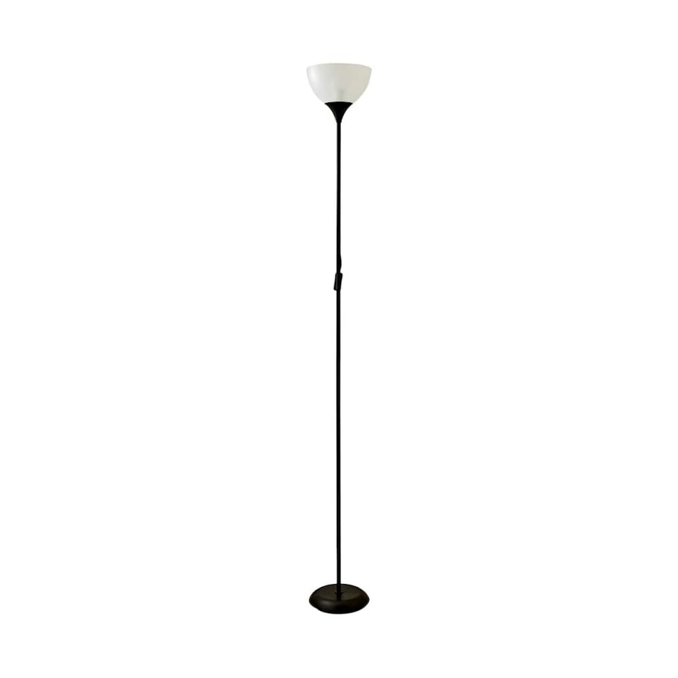 image 1 of ValueLights Dalby Black Uplighter Floor Lamp White Shade & Bulb Black