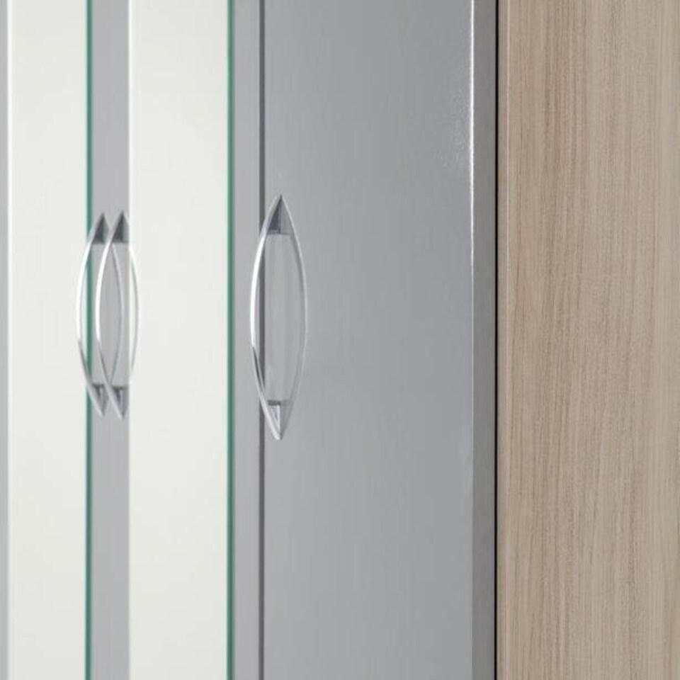image 1 of Nevada 3 Door 2 Drawer Mirrored Wardrobe Grey