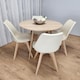 image 7 of Dining Table and 4 Chairs Round Wood Effect 4 Cream faux Leather Plastic Chairs Dining Set | Cream | One Size | 5