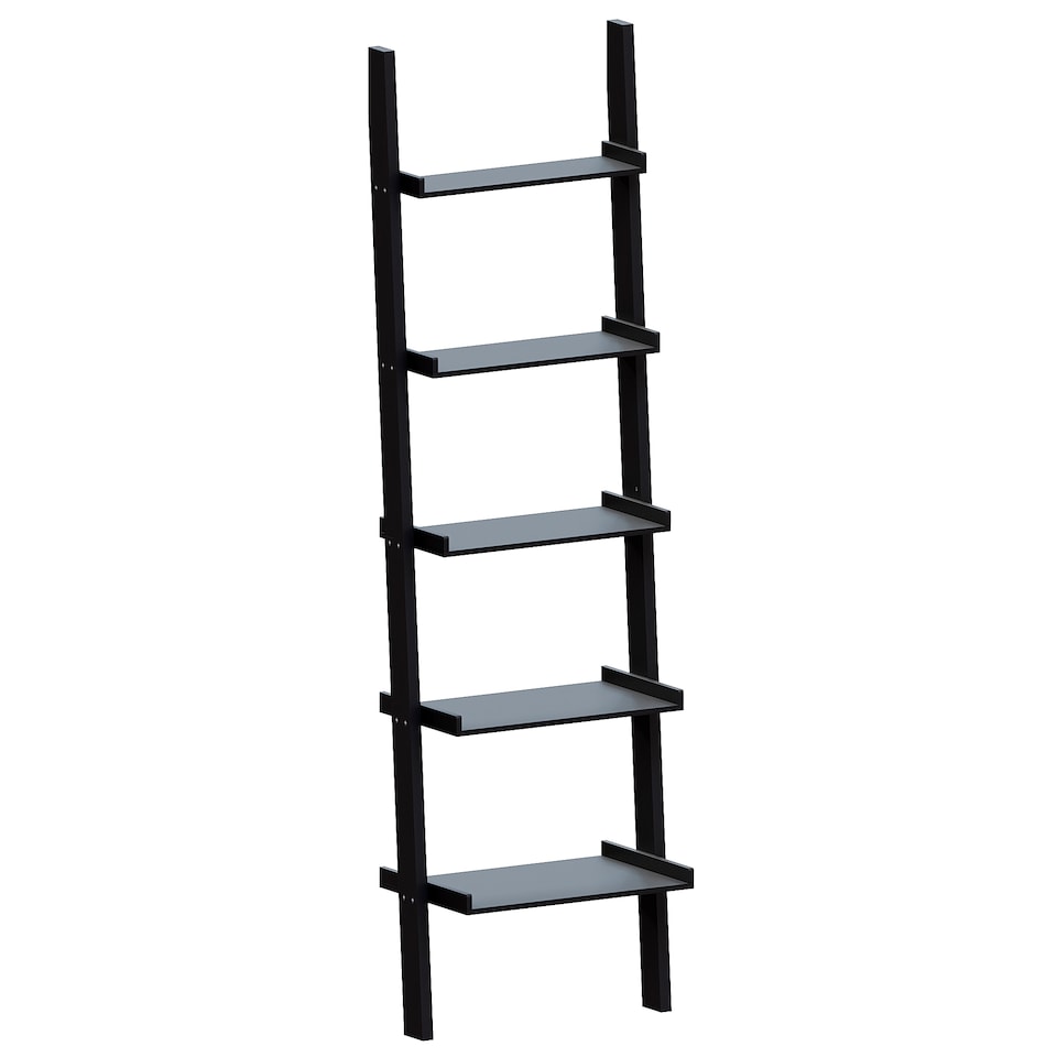 image 1 of Vida Designs York 5 Tier Ladder Bookcase Display Storage, Black