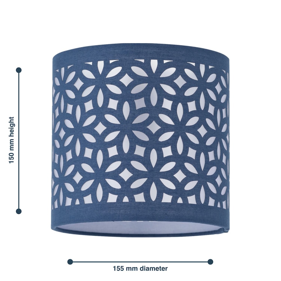 image 1 of Set of 2 Navy Blue Laser Cut 15.5cm Table Lamp Shades | Blue | Small | 2