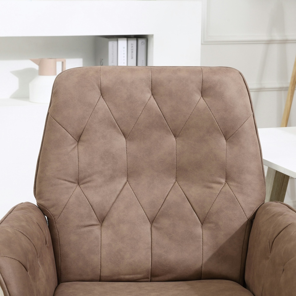 image 1 of Vinsetto Computer Chair w/ Armrest Modern Style Tufted Home Dining Room Brown