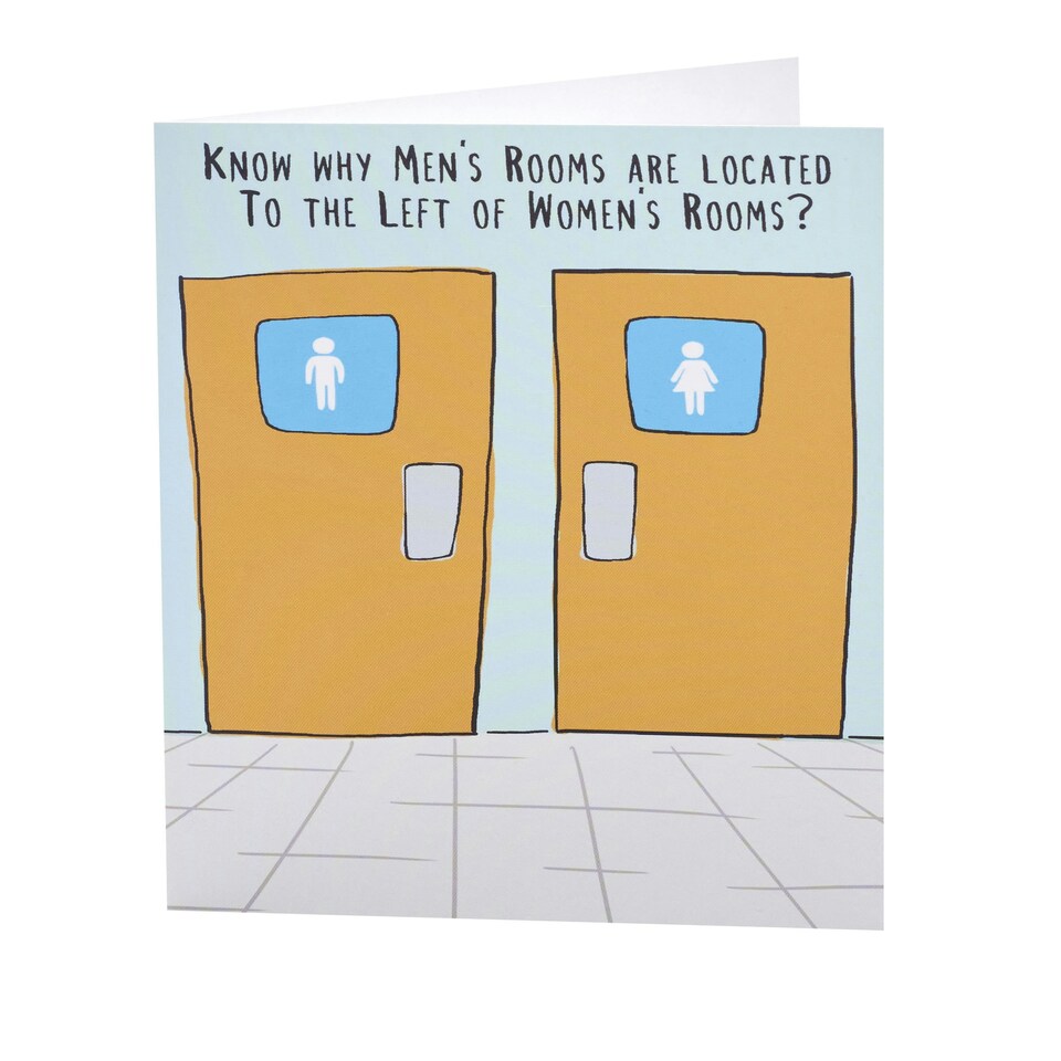 image 1 of Humour Birthday Card - Why Men's Rooms are located to the left