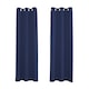 image 1 of Midnight Blackout Curtains - Navy Blue Thermal Eyelet - 46 x 63 Drop - 2 Panel Blue